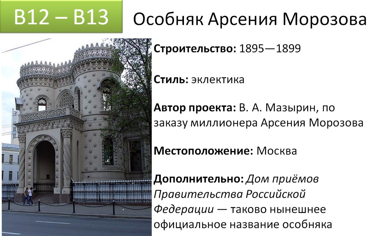 История создания егэ. Особняк Арсения Морозова Москва ЕГЭ. Особняк Арсения Морозова в Москве (1895–1899). Памятники архитектуры 19 век ЕГЭ. Памятники культуры для ЕГЭ.